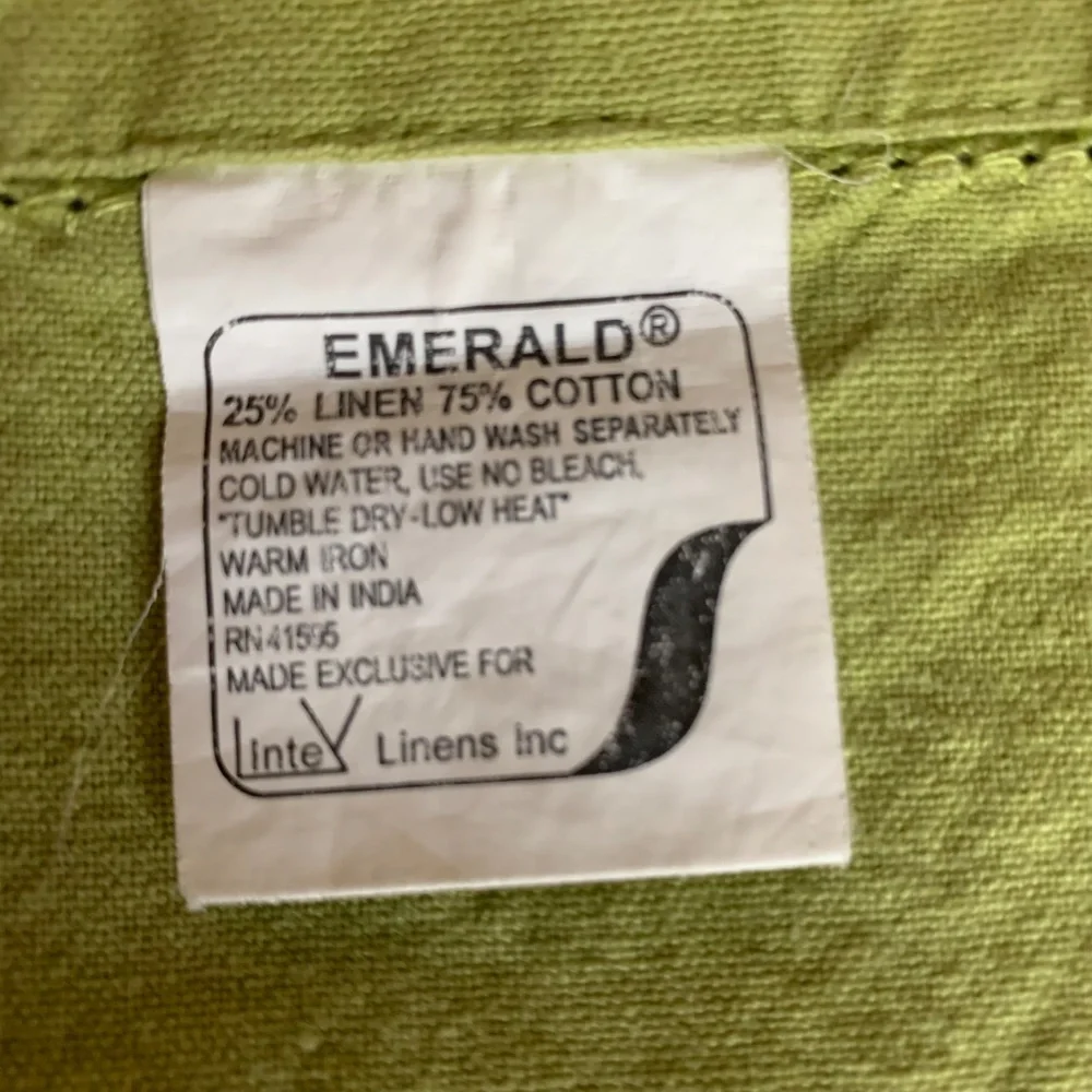 Green Linen-Cotton Hemstitched Napkins | Modern Classic Table Linens | Set of 4